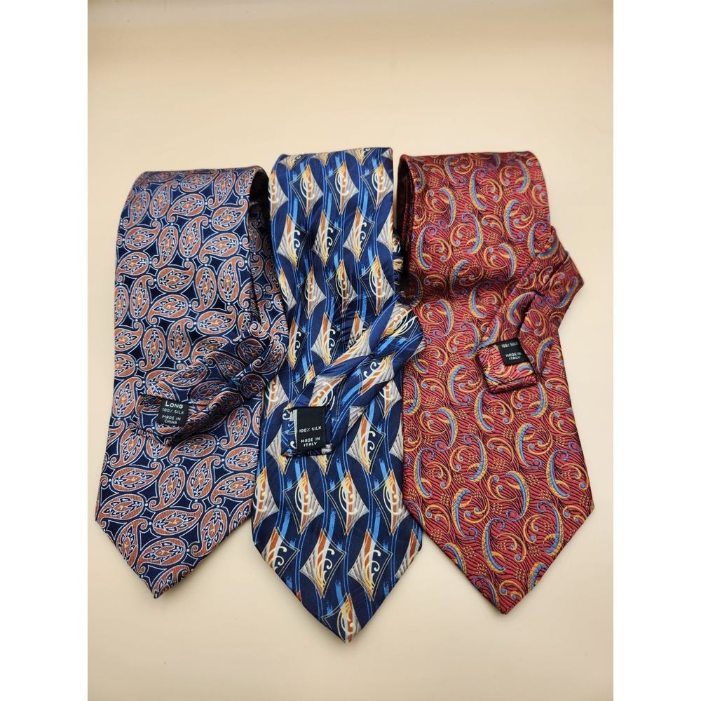 Jos A Bank Signature Collection Silk Neckties Tie Lot 3 Paisly Patterns Italy